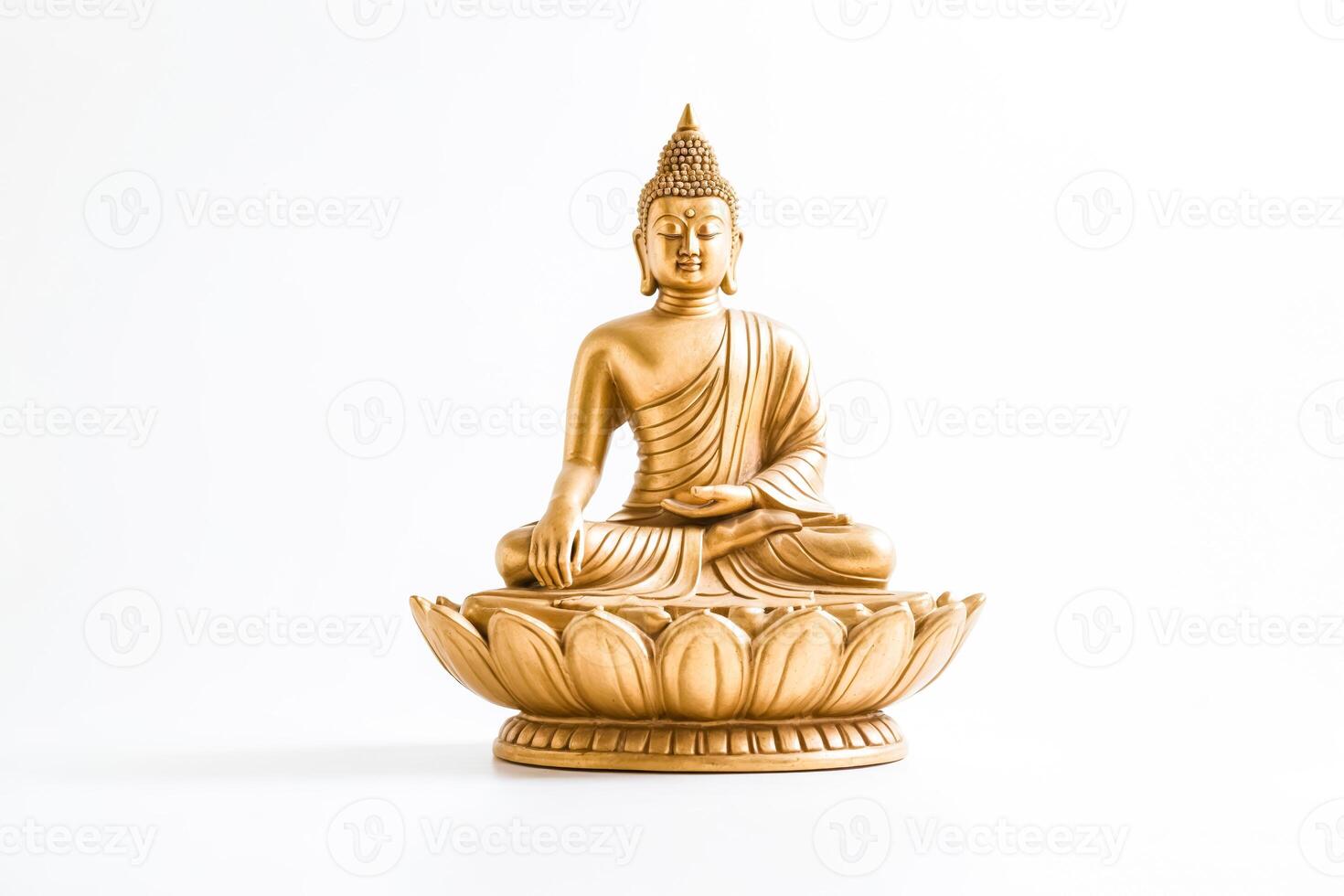 Golden Buddha Statue on White Background photo