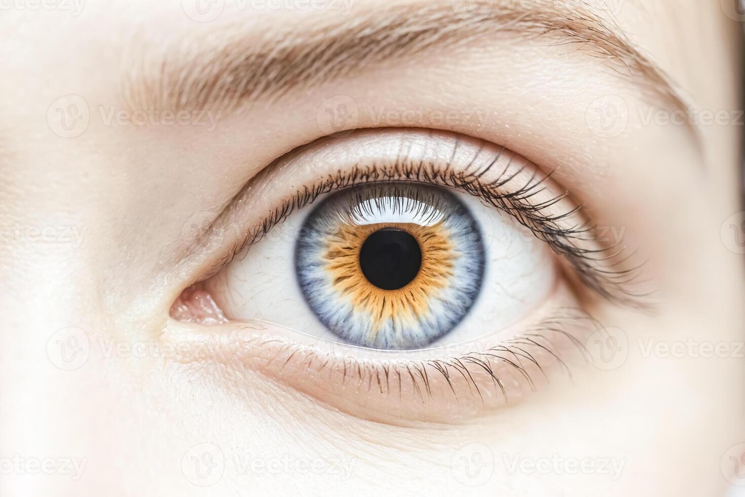 Close-up of a human eye with brown, blue and gold shades photo