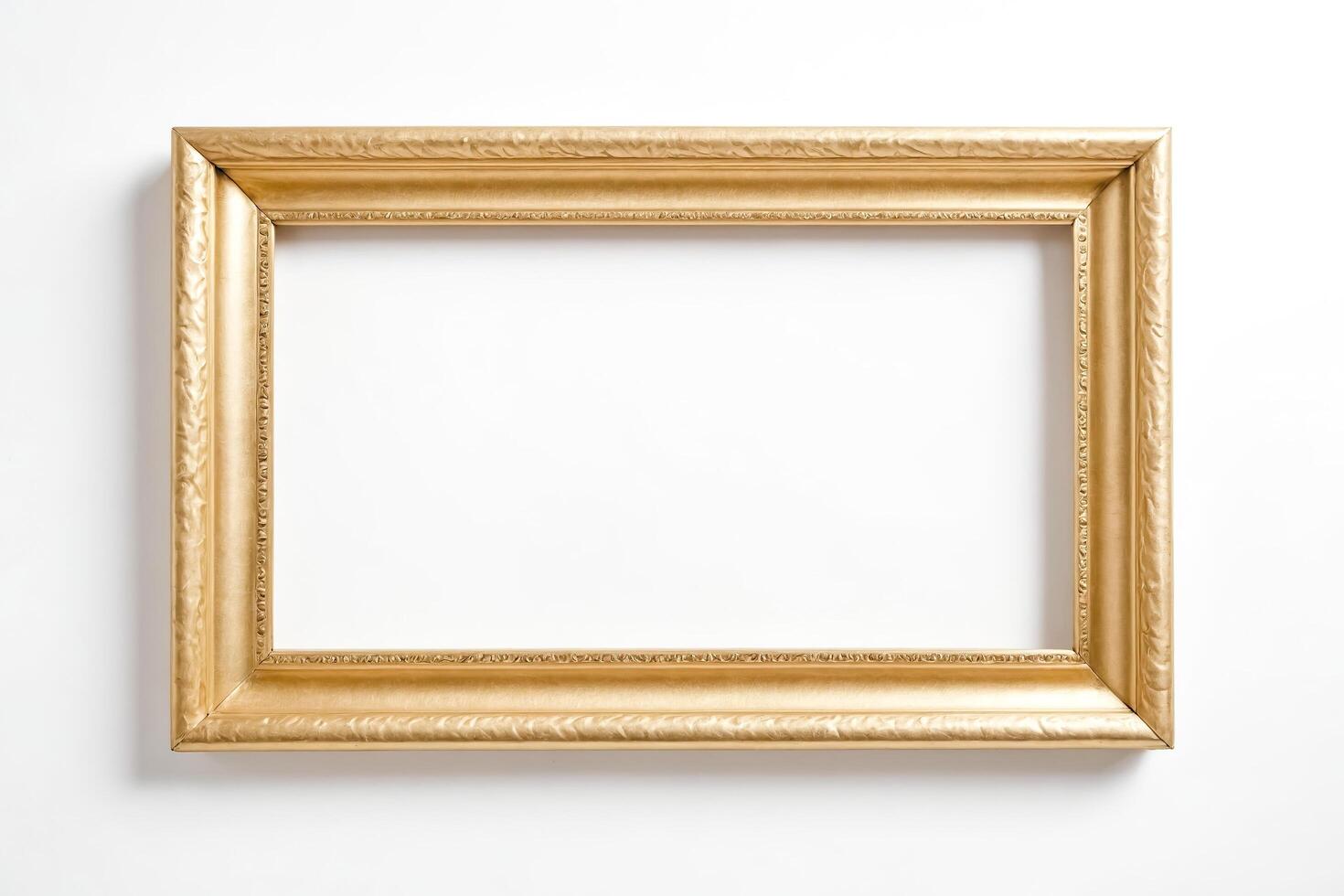 Empty Golden Picture Frame on White Background photo