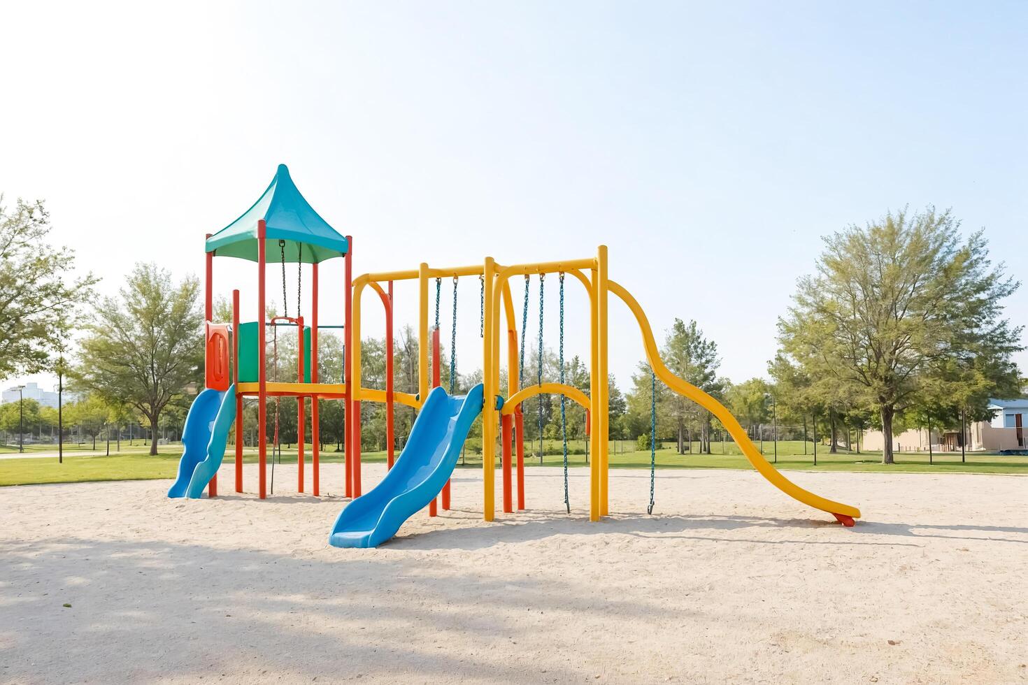 Empty Playground with Colorful Playground Equipment photo