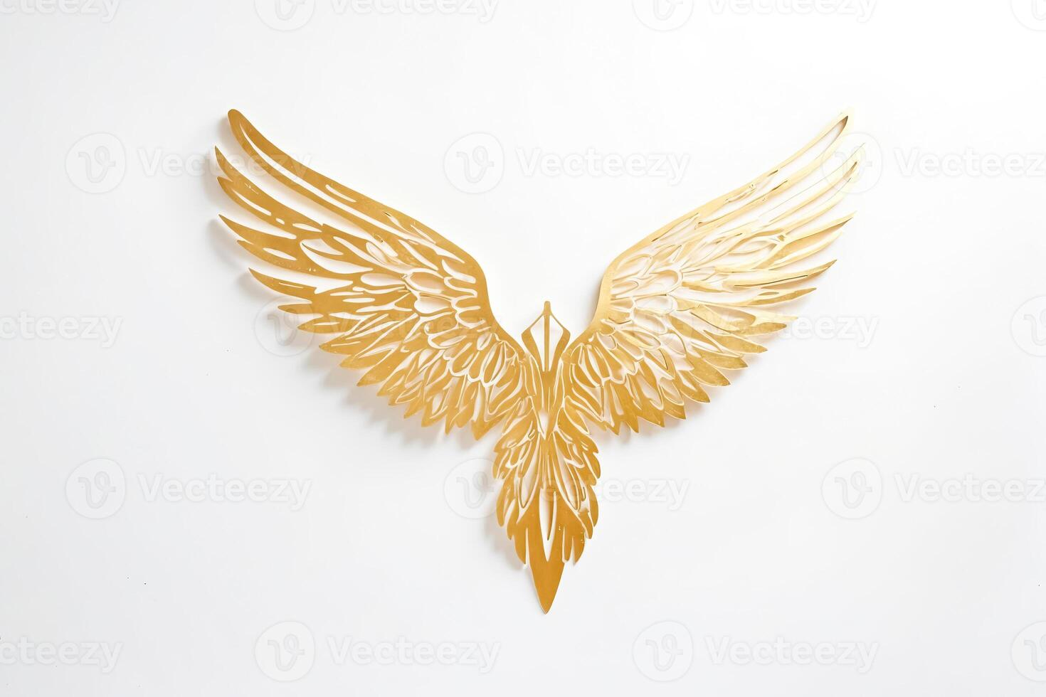 Golden Wings on a White Background photo