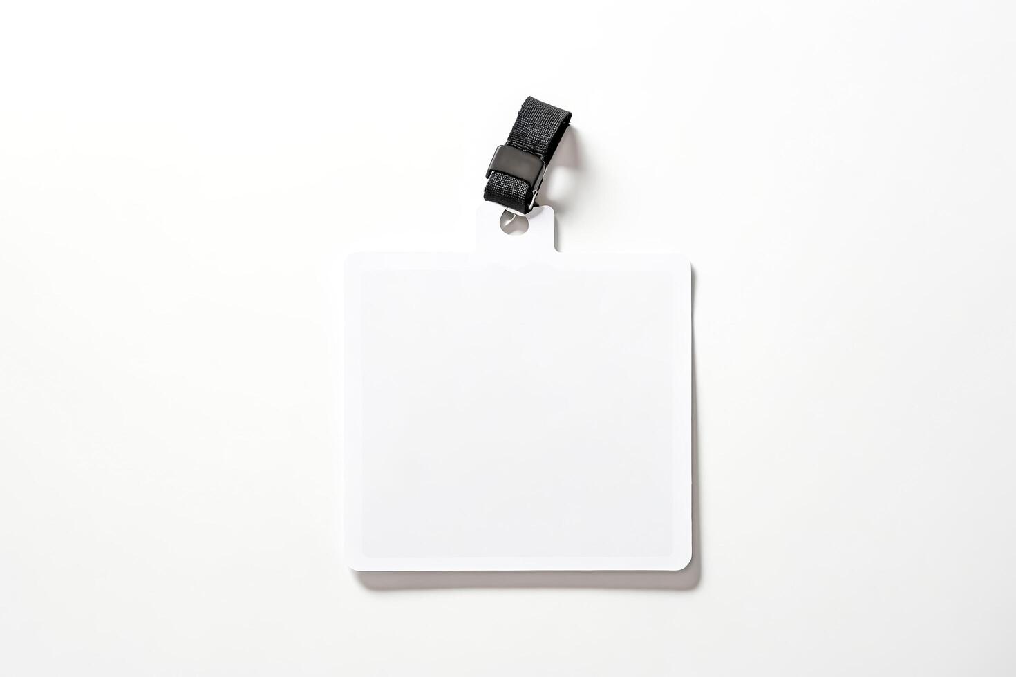Blank White Name Tag with Black Lanyard photo