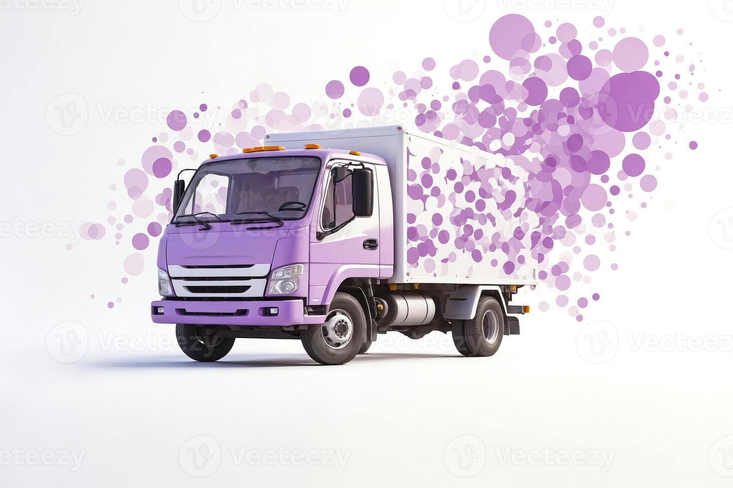Purple Delivery Truck with Abstract Purple Dot Pattern photo