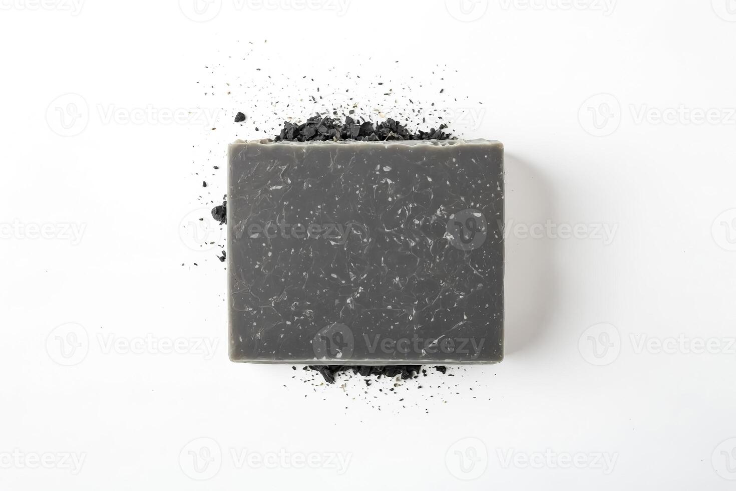 Black Charcoal Soap Bar with Scattered Particles photo