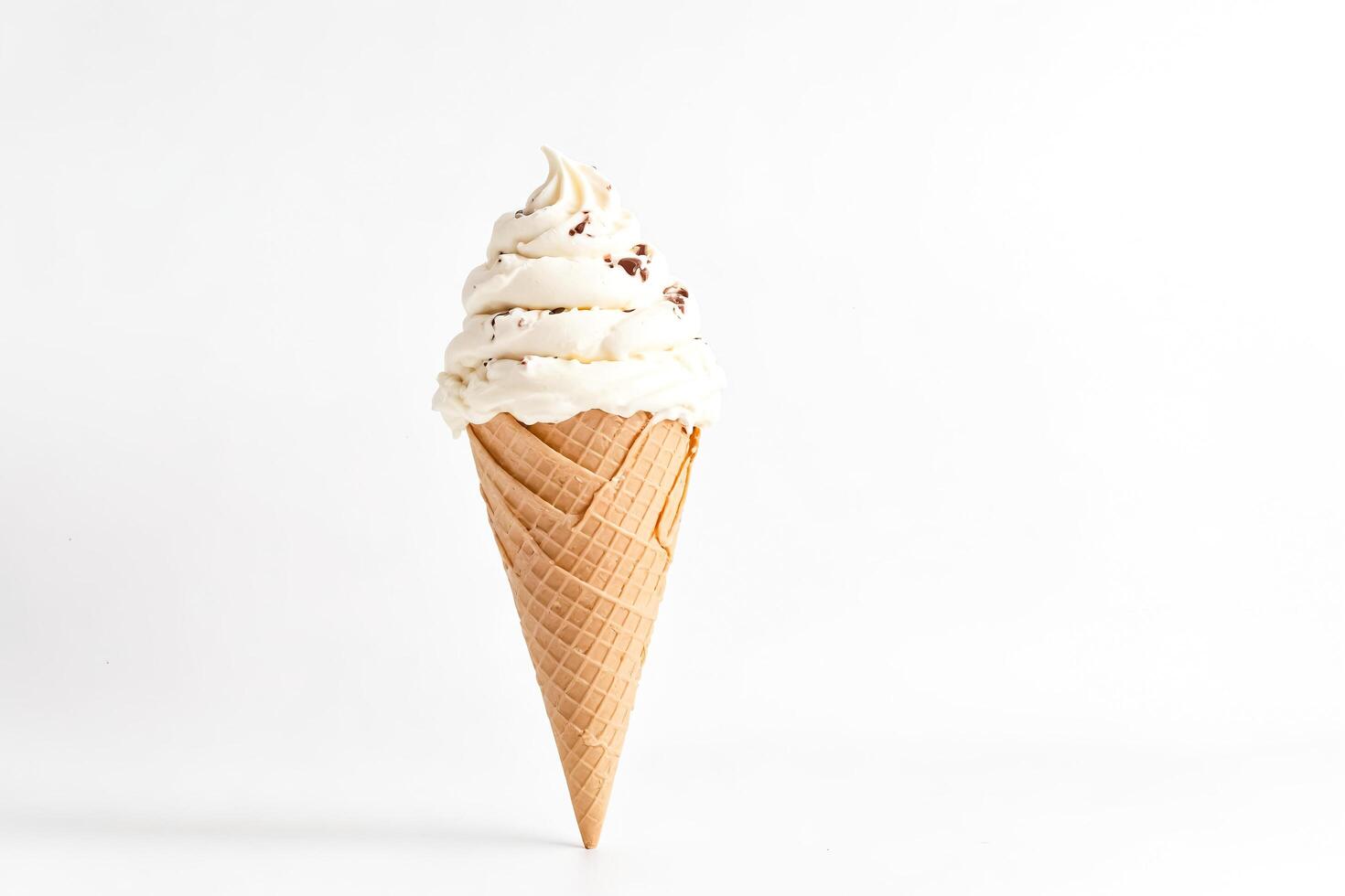 Vanilla Ice Cream Cone with Chocolate Chips photo
