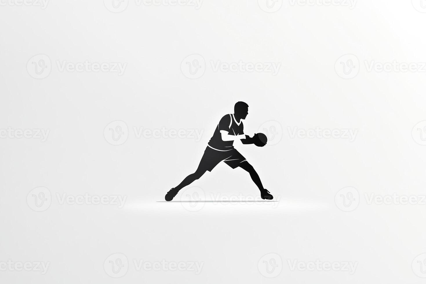 Silhouette of a Basketball Player Holding a Ball photo
