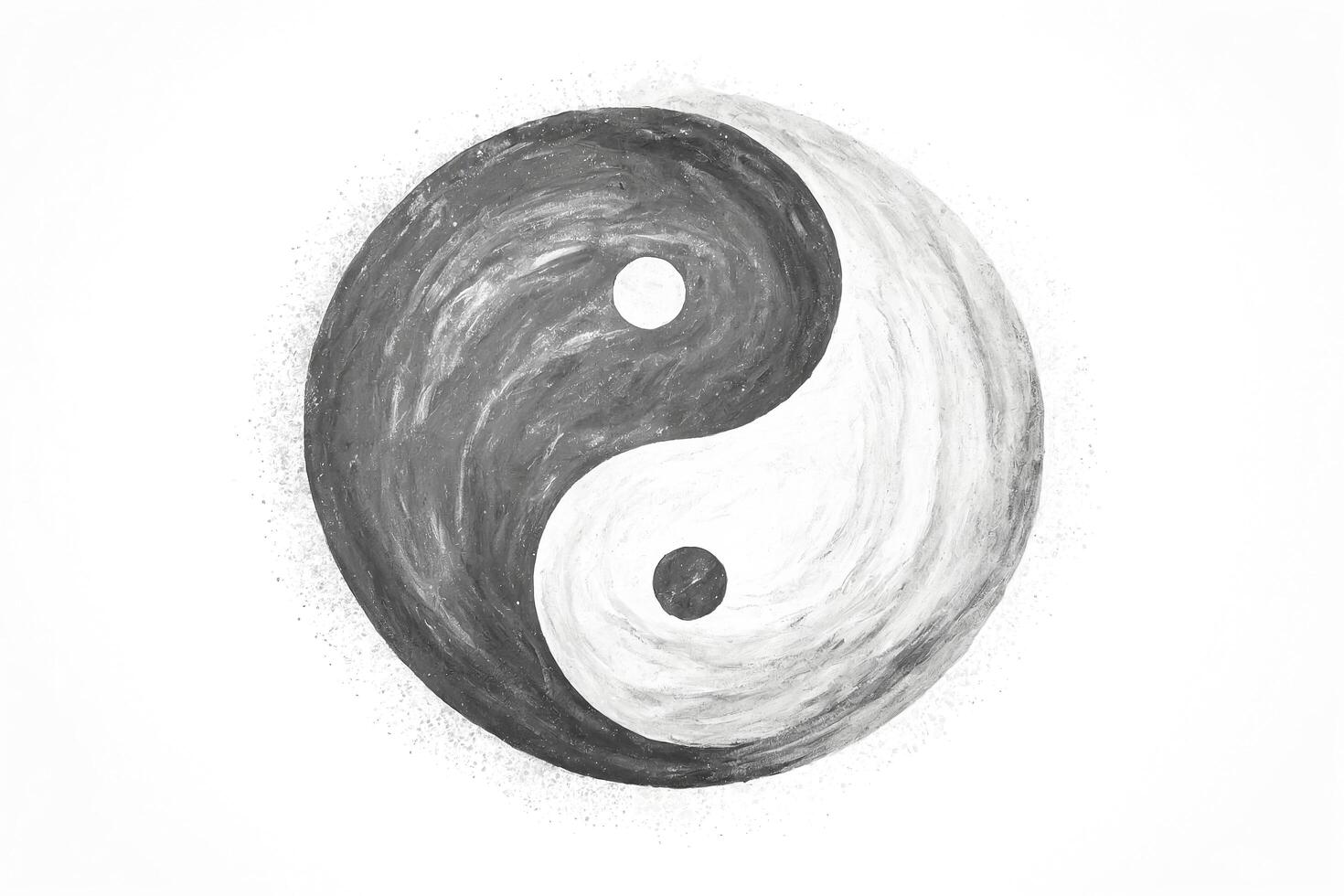 Yin Yang Symbol Painted in Black and White on White Background photo