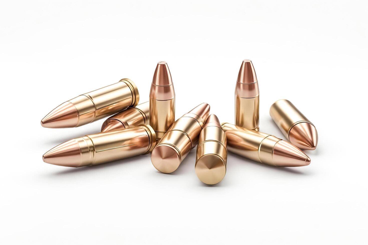 Close-up of Bullet Casings on White Background photo
