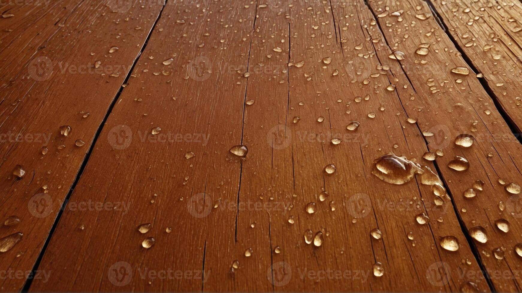 Water Drops on Wooden Surface photo