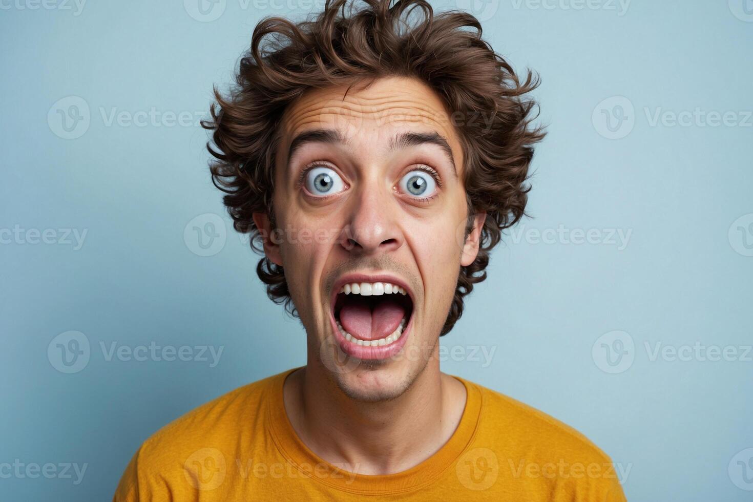 Surprised Man with Open Mouth and Wide Eyes photo