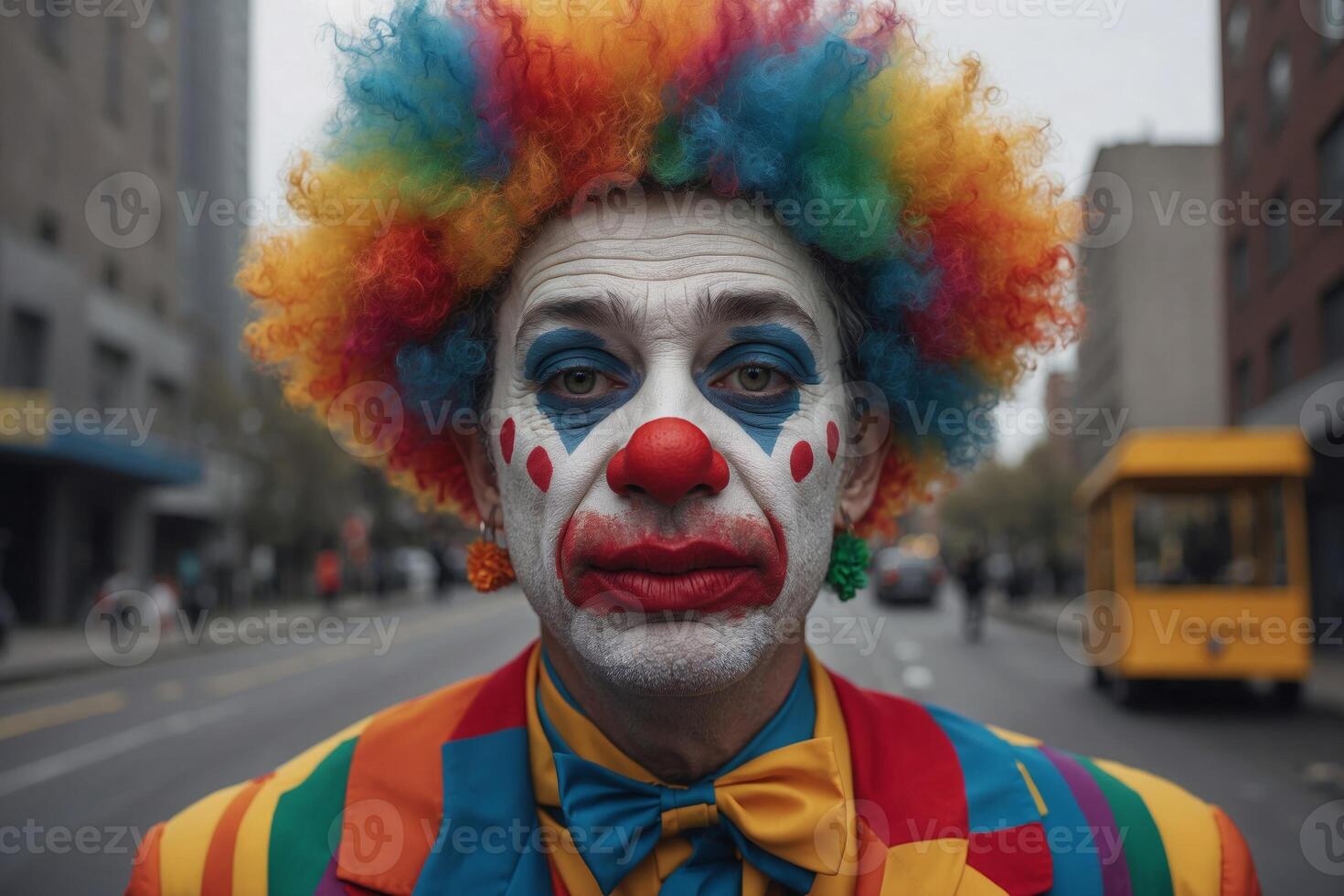 Clown in a Colorful Wig photo