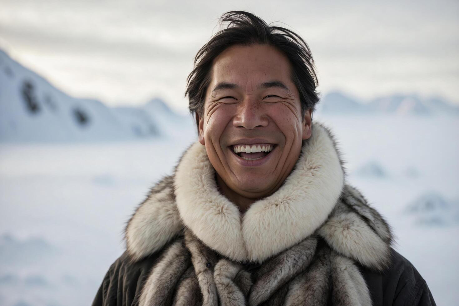 Portrait of a Smiling Man in a Fur Coat photo