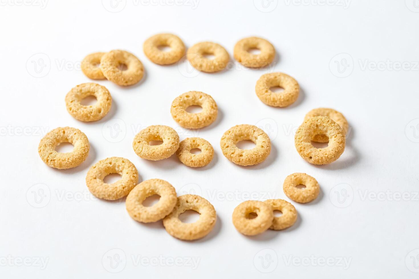 Golden Ring Cereal on White Background photo