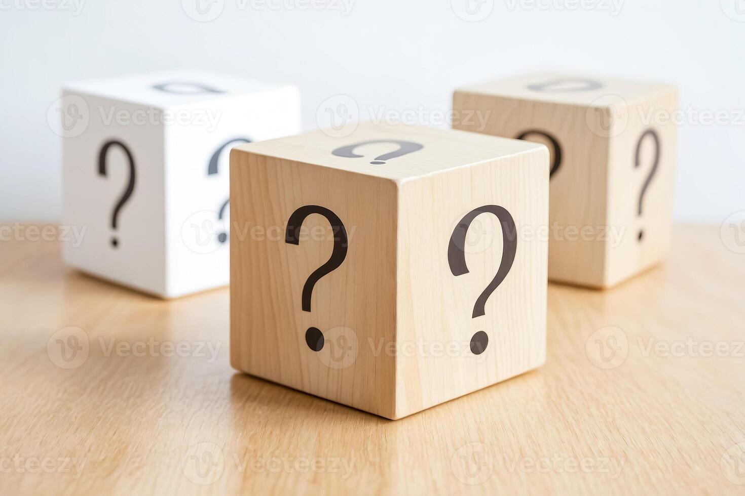Wooden Cubes with Question Marks photo