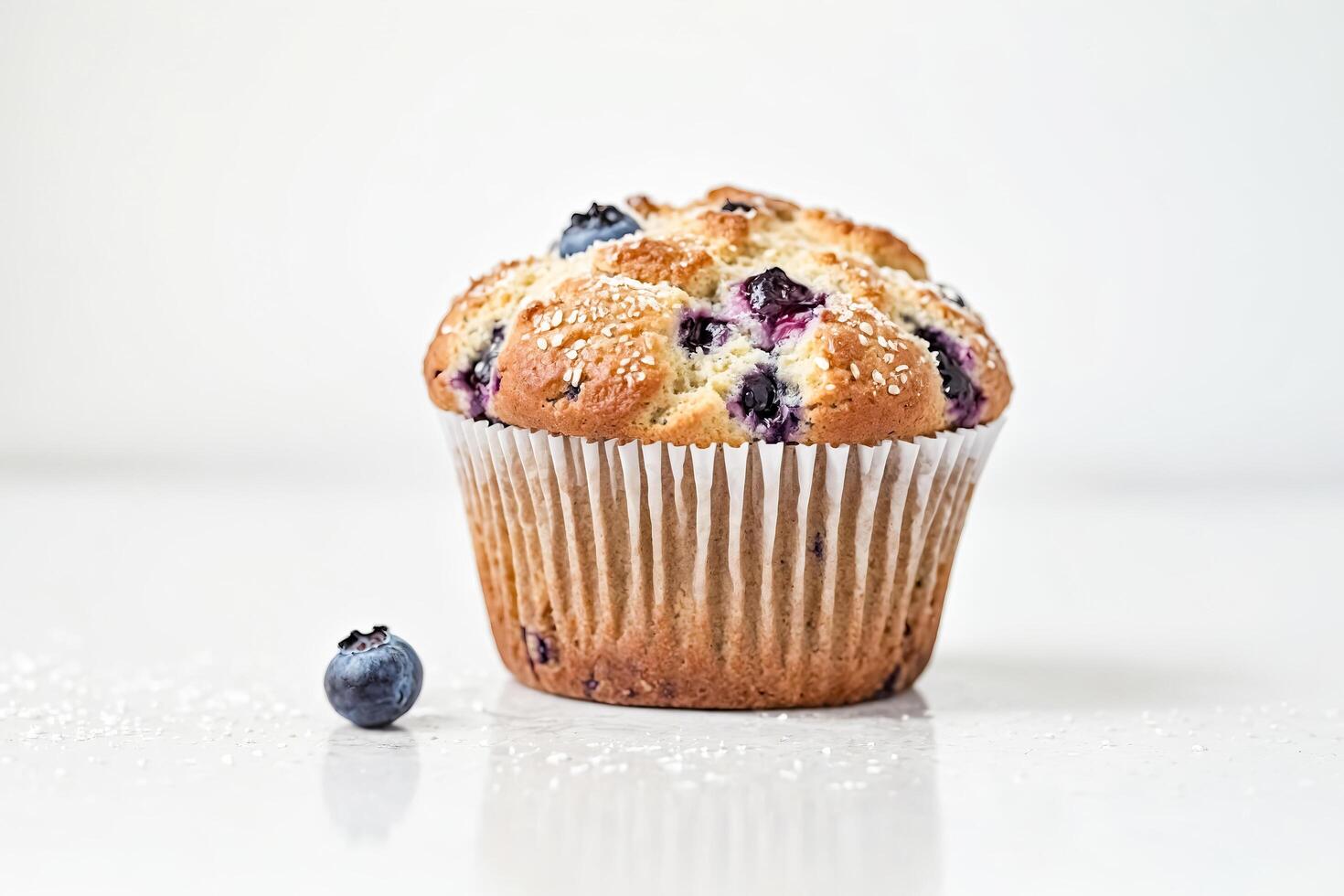 Freshly Baked Blueberry Muffin with a Sprinkling of Sugar photo