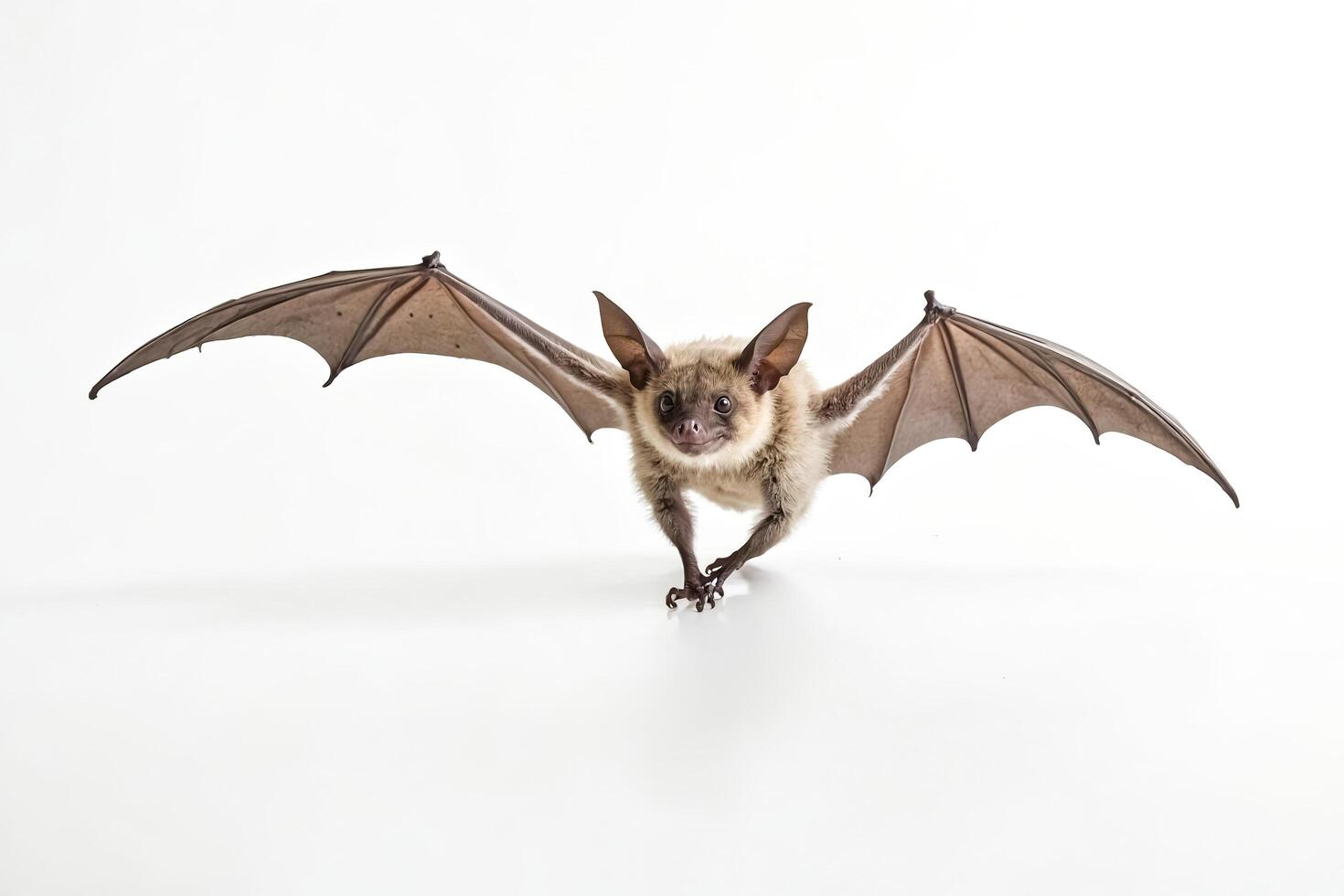 Closeup of a Bat with Wings Spread in Flight photo