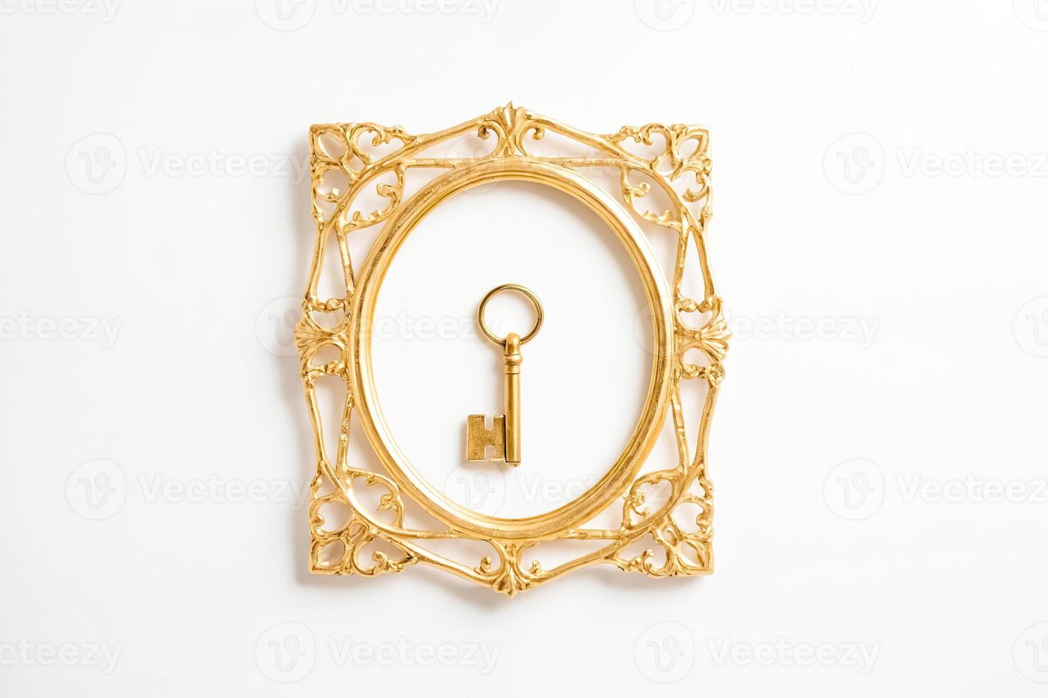 Golden Key in an Ornate Frame photo