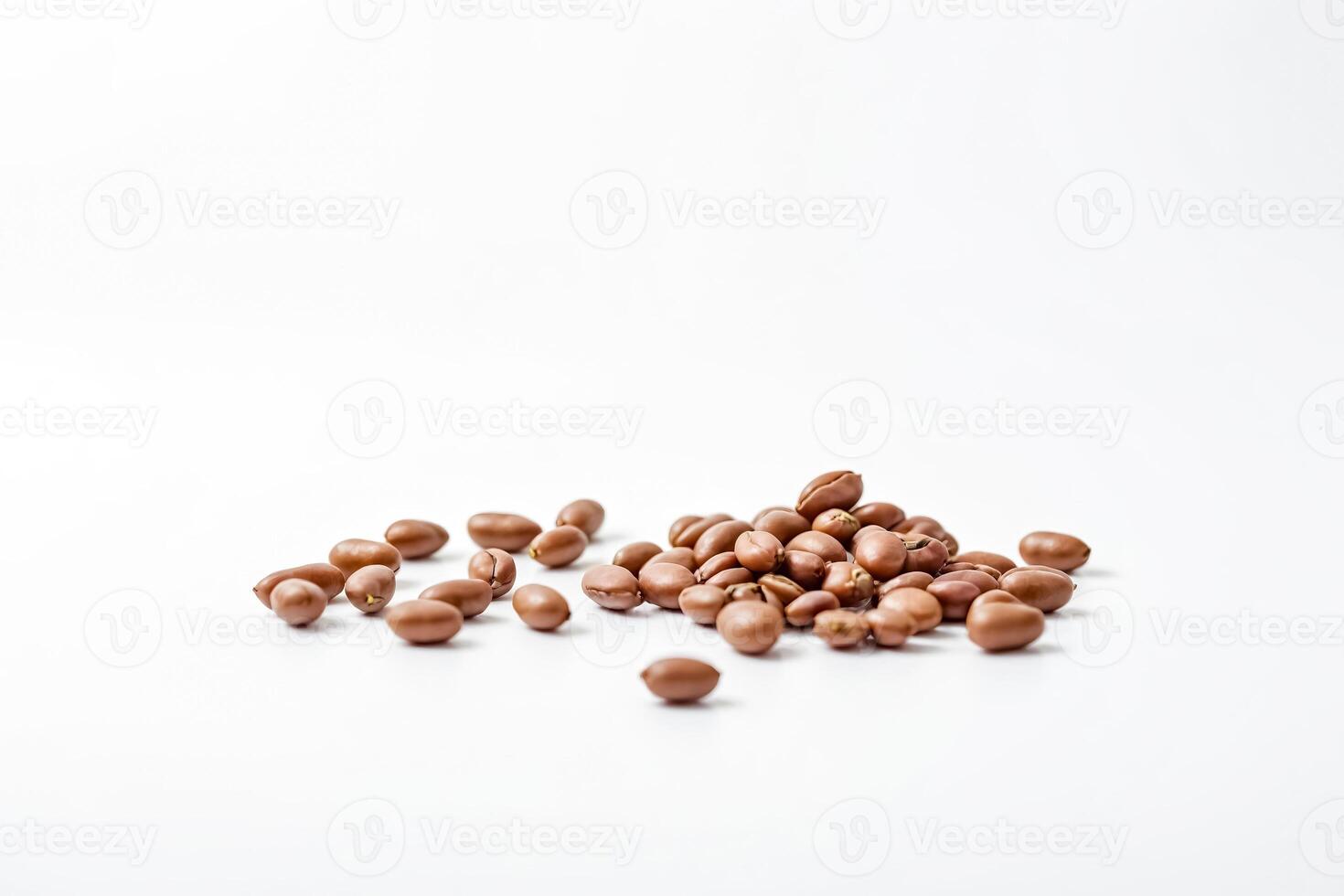 Brown beans on white background photo
