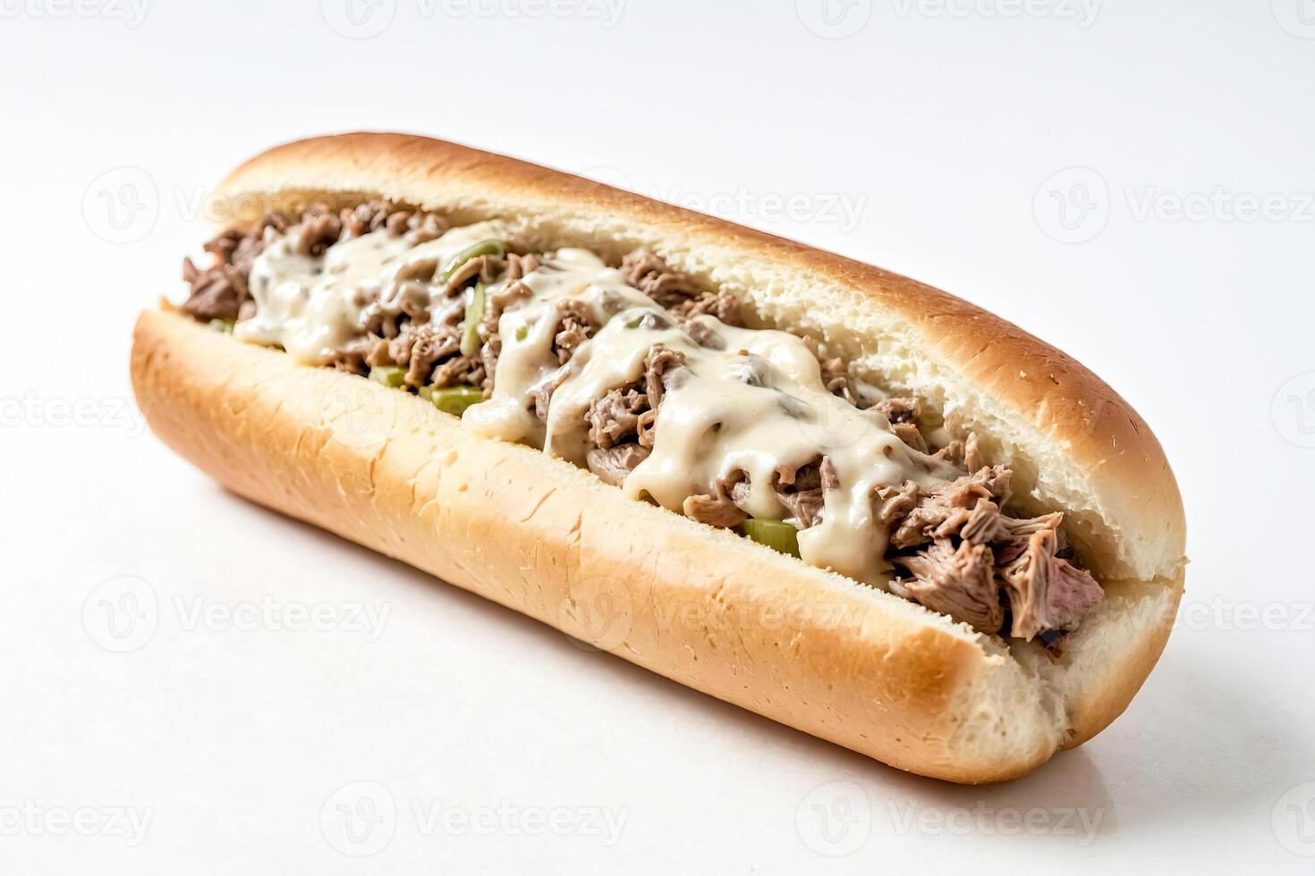 Philly Cheesesteak Sandwich on White Background photo