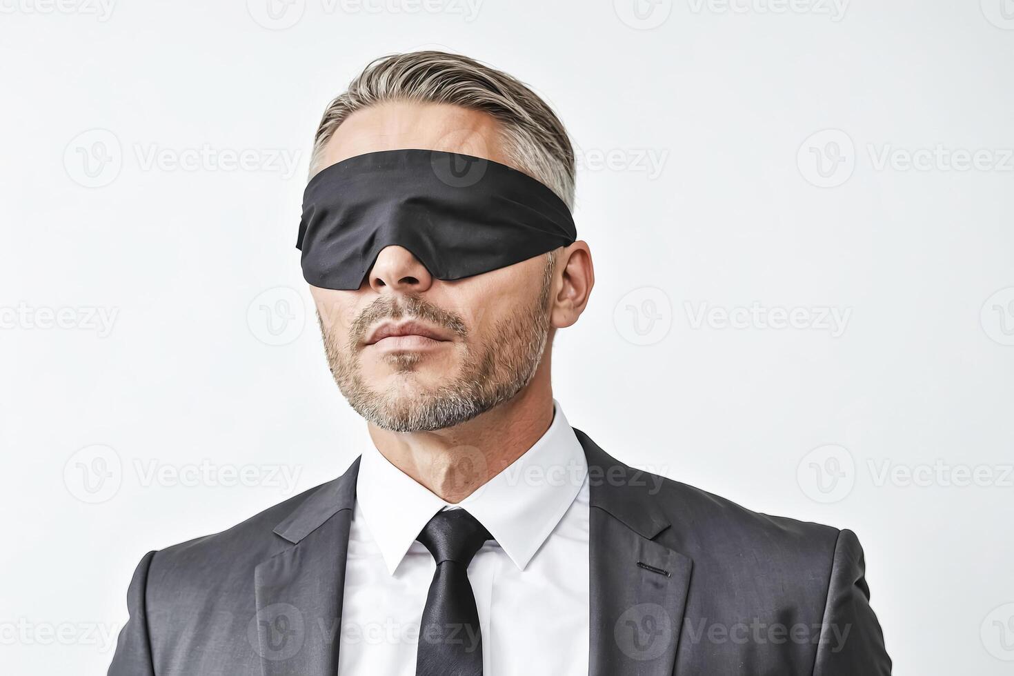 Blindfolded Businessman in Suit photo