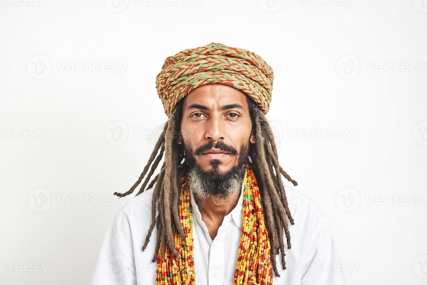 Portrait of a Man with Dreadlocks and a Turban photo