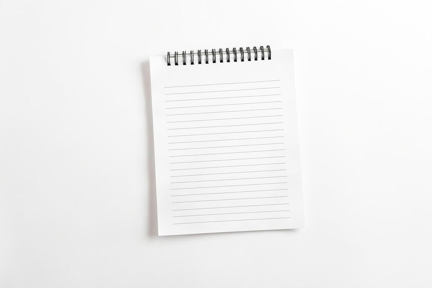 Blank Notebook with Lines on White Background photo