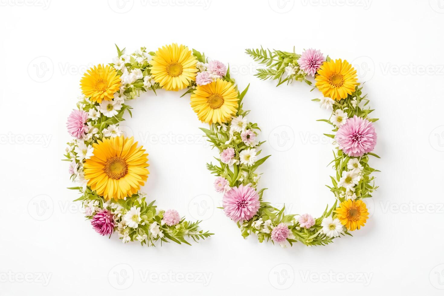 Floral Frame with Yellow and Pink Flowers photo