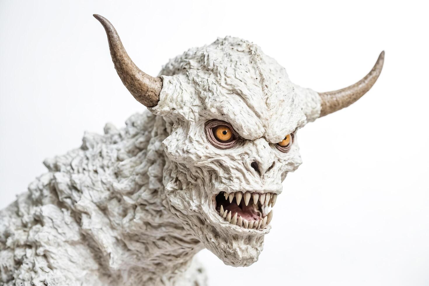 White Demon with Horns and Sharp Teeth photo