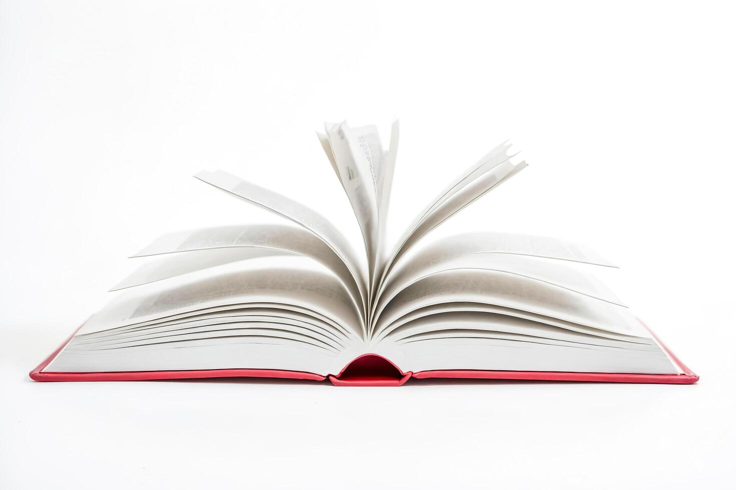 Open Book with Pink Cover on White Background photo