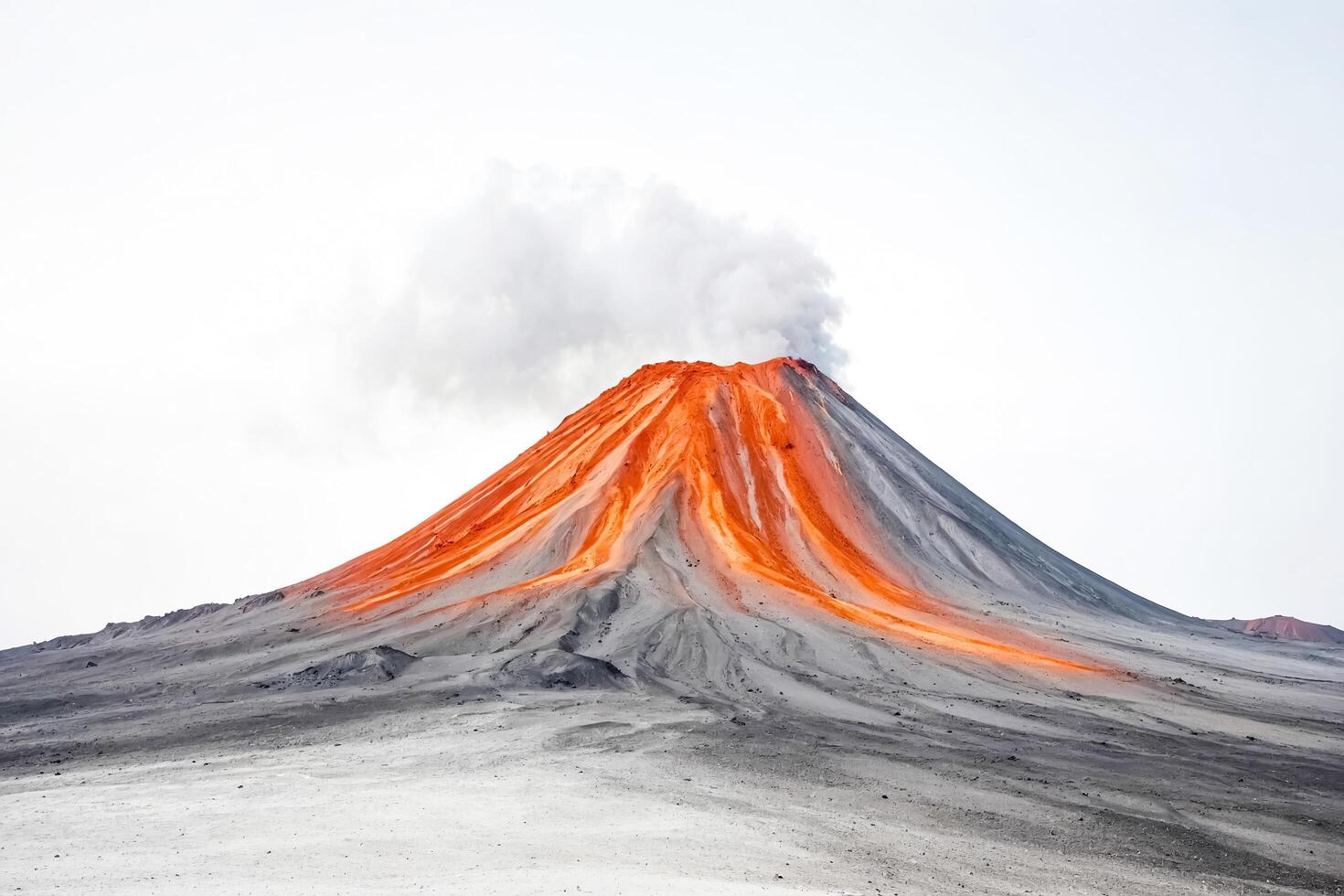 Erupting Volcano with Smoke Plume photo