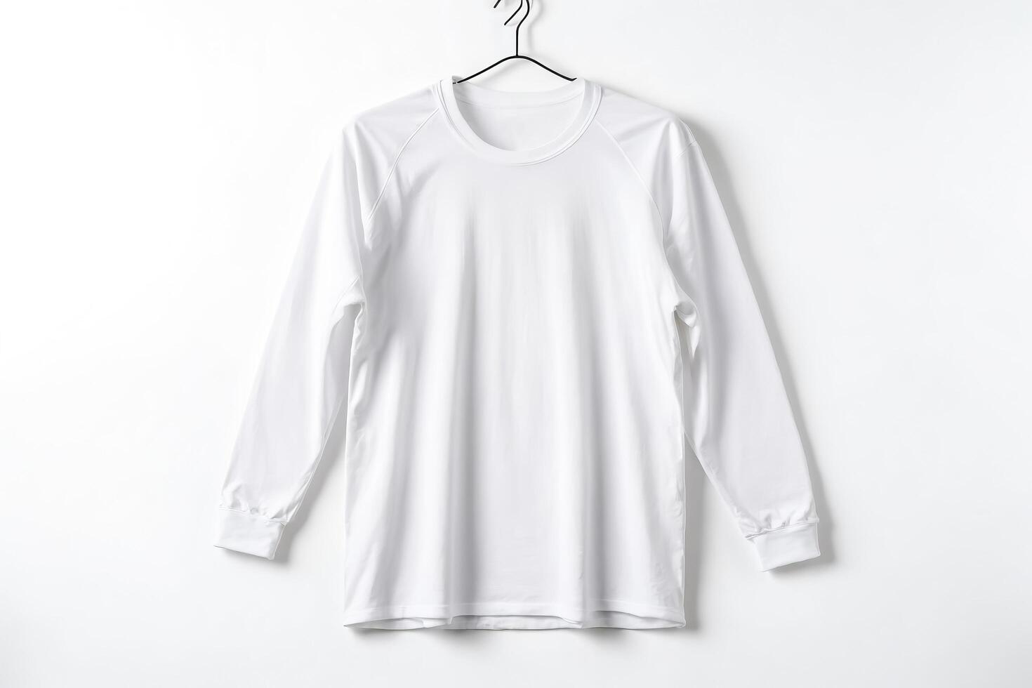 Blank White Long Sleeve T-Shirt Mockup photo