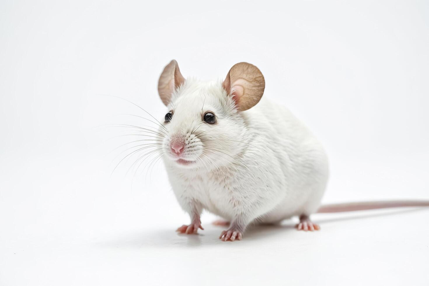 White mouse on a white background photo