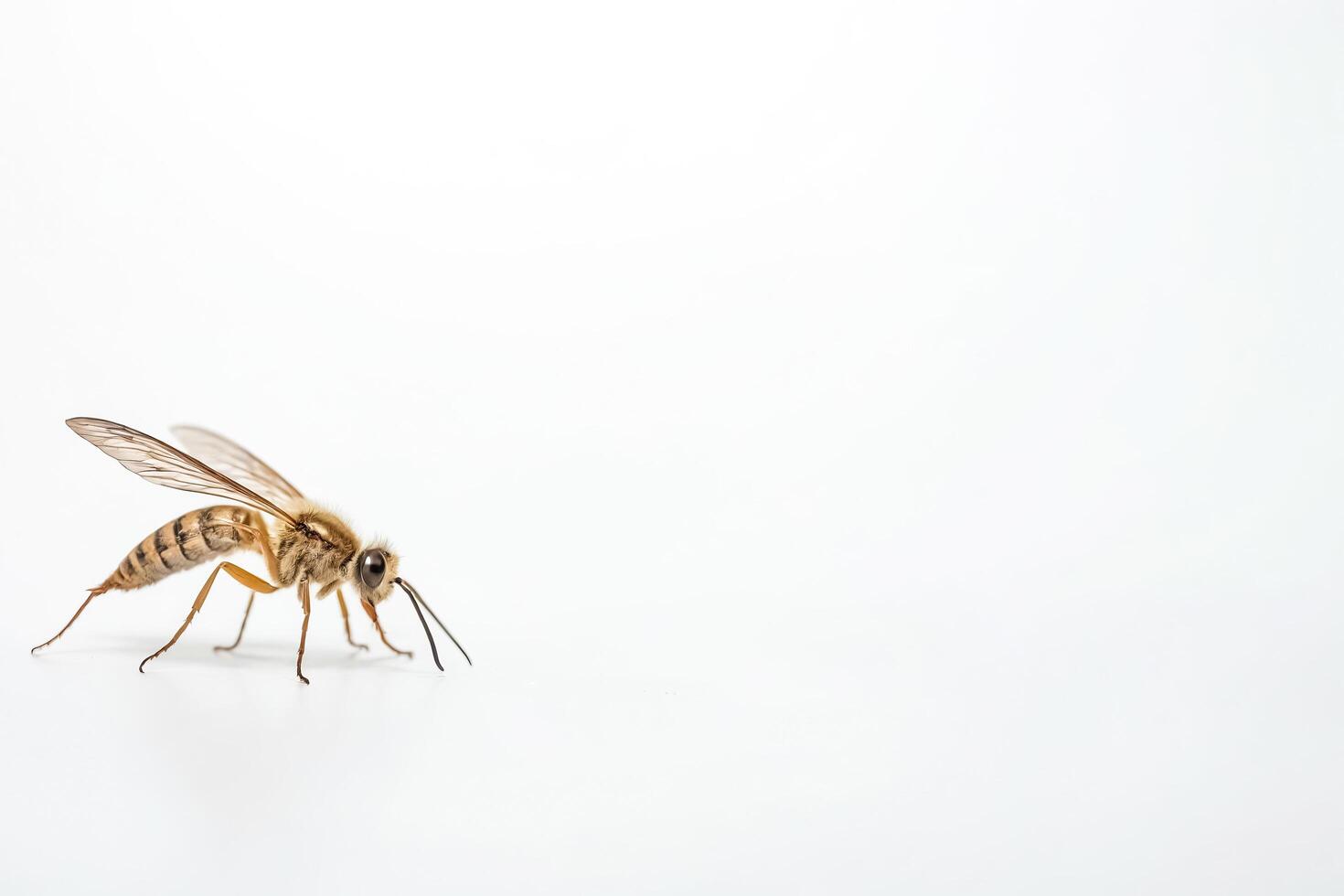 Close Up of a Bee on a White Background photo