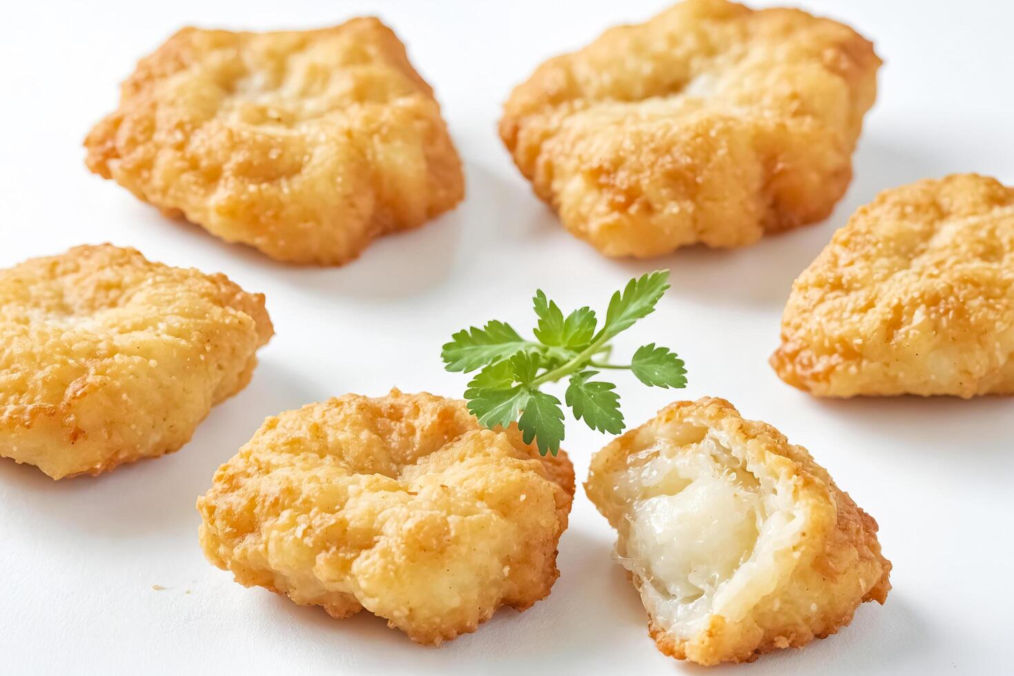 Deep-Fried Cheese Balls with Parsley Garnish photo