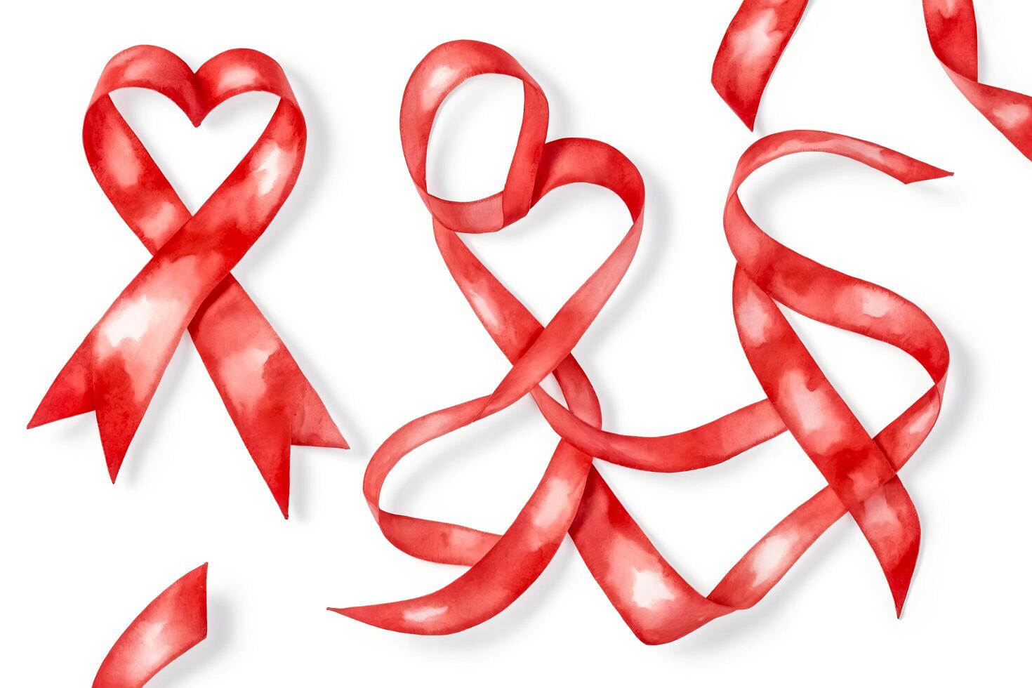 Red Watercolor Ribbon in Heart Shape photo