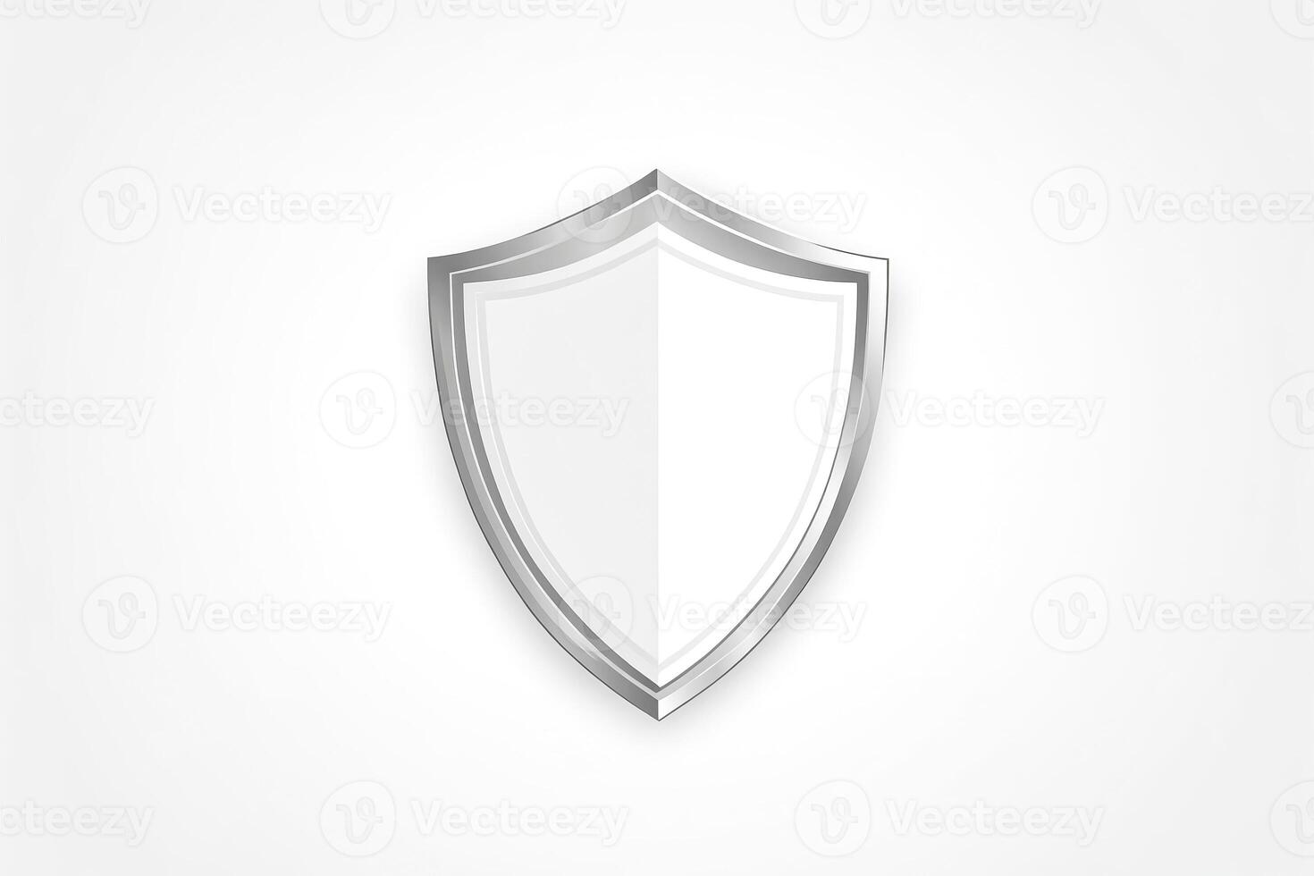 Silver Shield Icon on White Background photo
