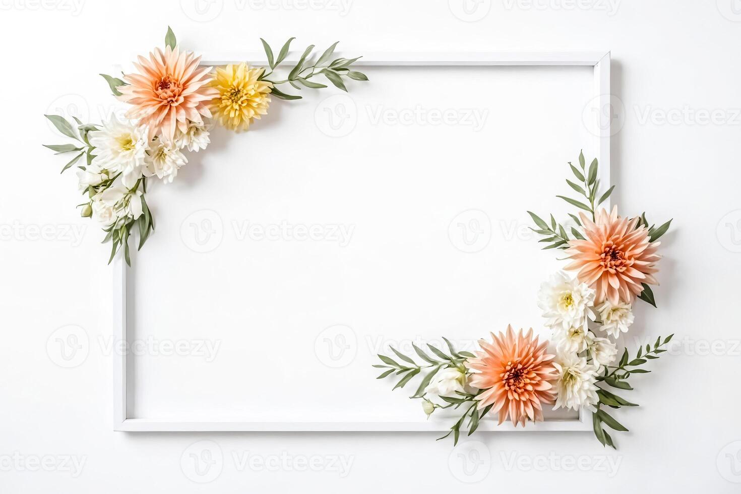 White Frame With Floral Decoration photo