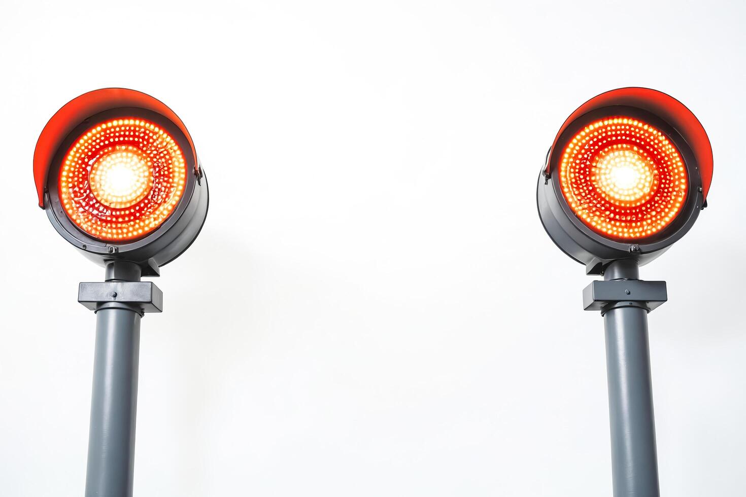 Two Red LED Lights on White Background photo