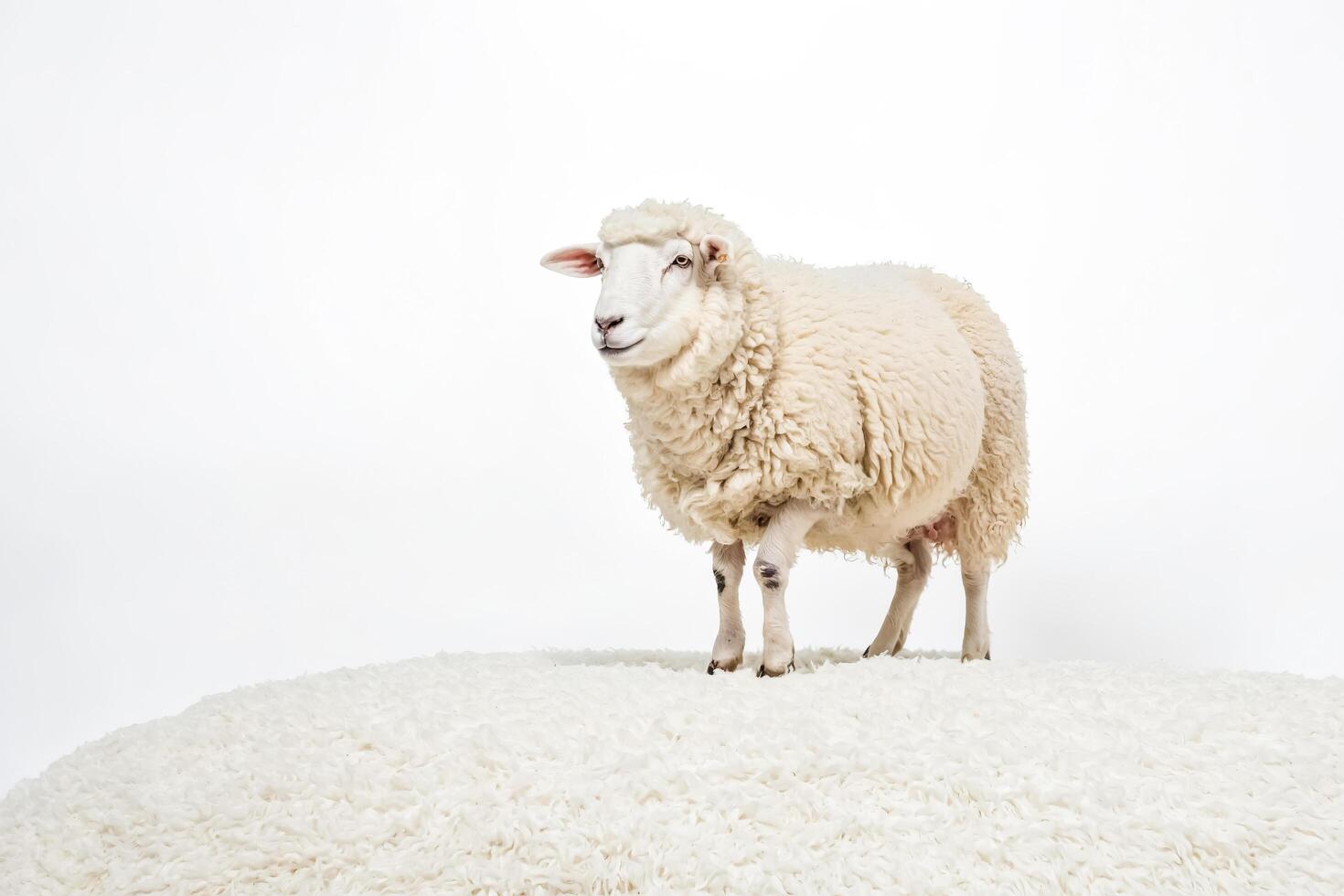 Fluffy Sheep on White Background photo