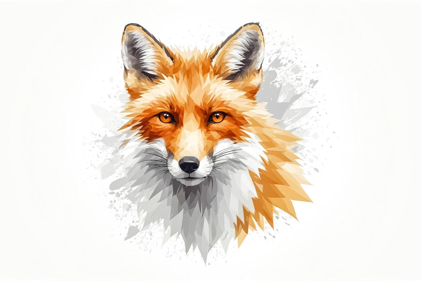 Geometric Fox Portrait with Watercolor Splatter photo