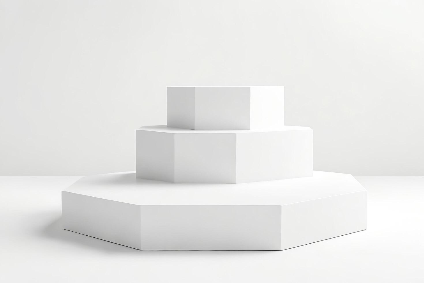 White Octagon Shaped Platform on White Background photo