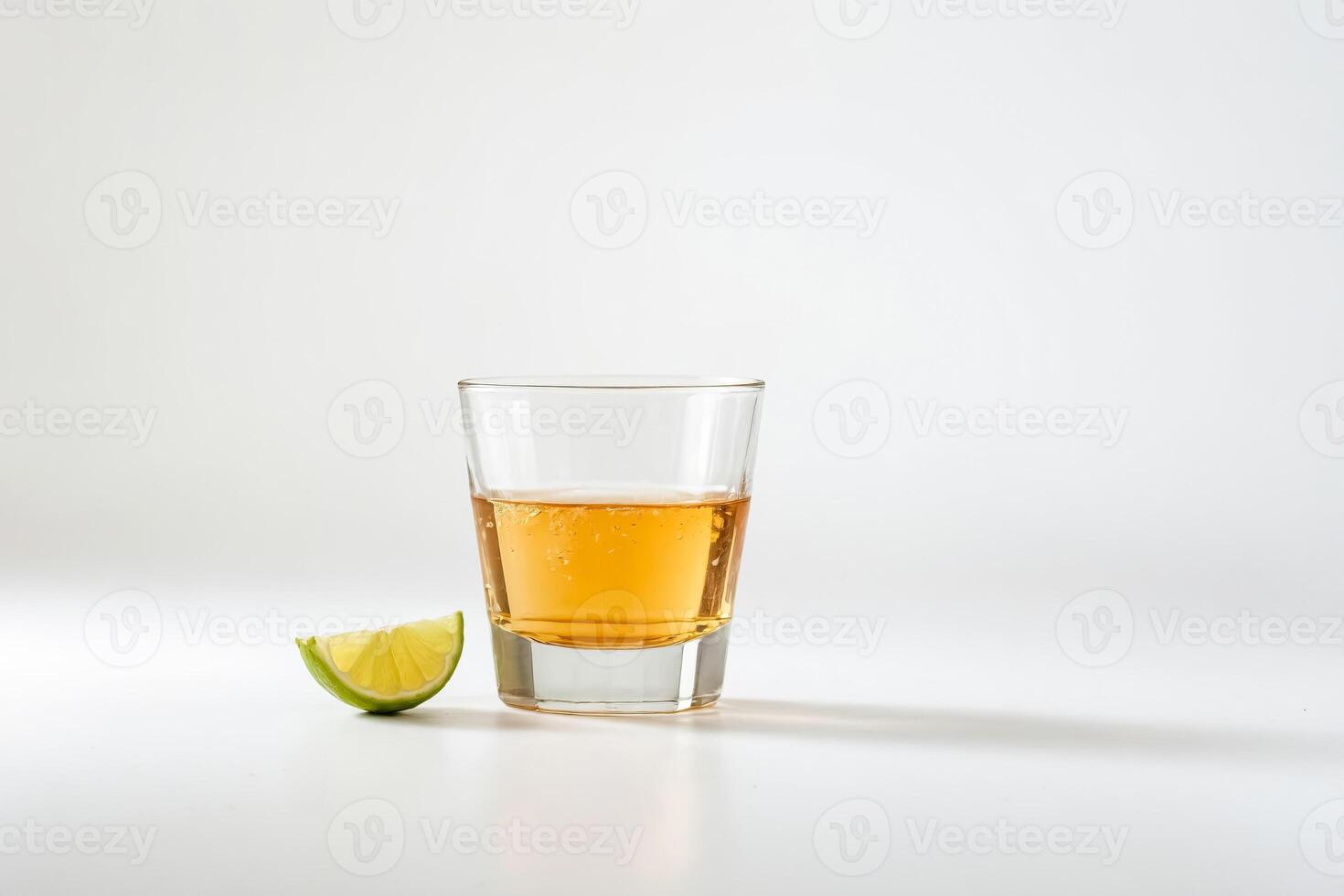 Shot of Tequila with Lime Wedge photo