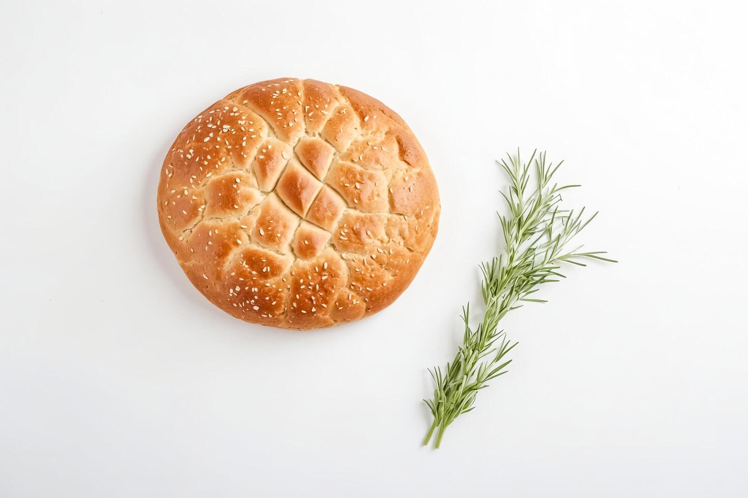 Sesame Seed Bread and Rosemary Sprigs photo