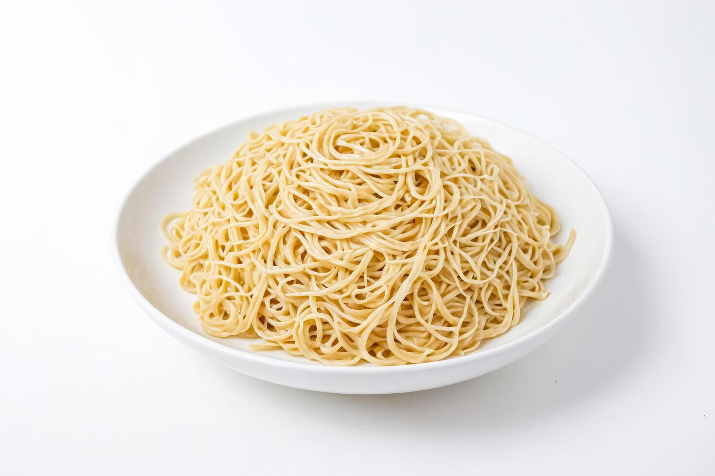 Close-up of a Bowl of Plain Noodles on a White Background photo