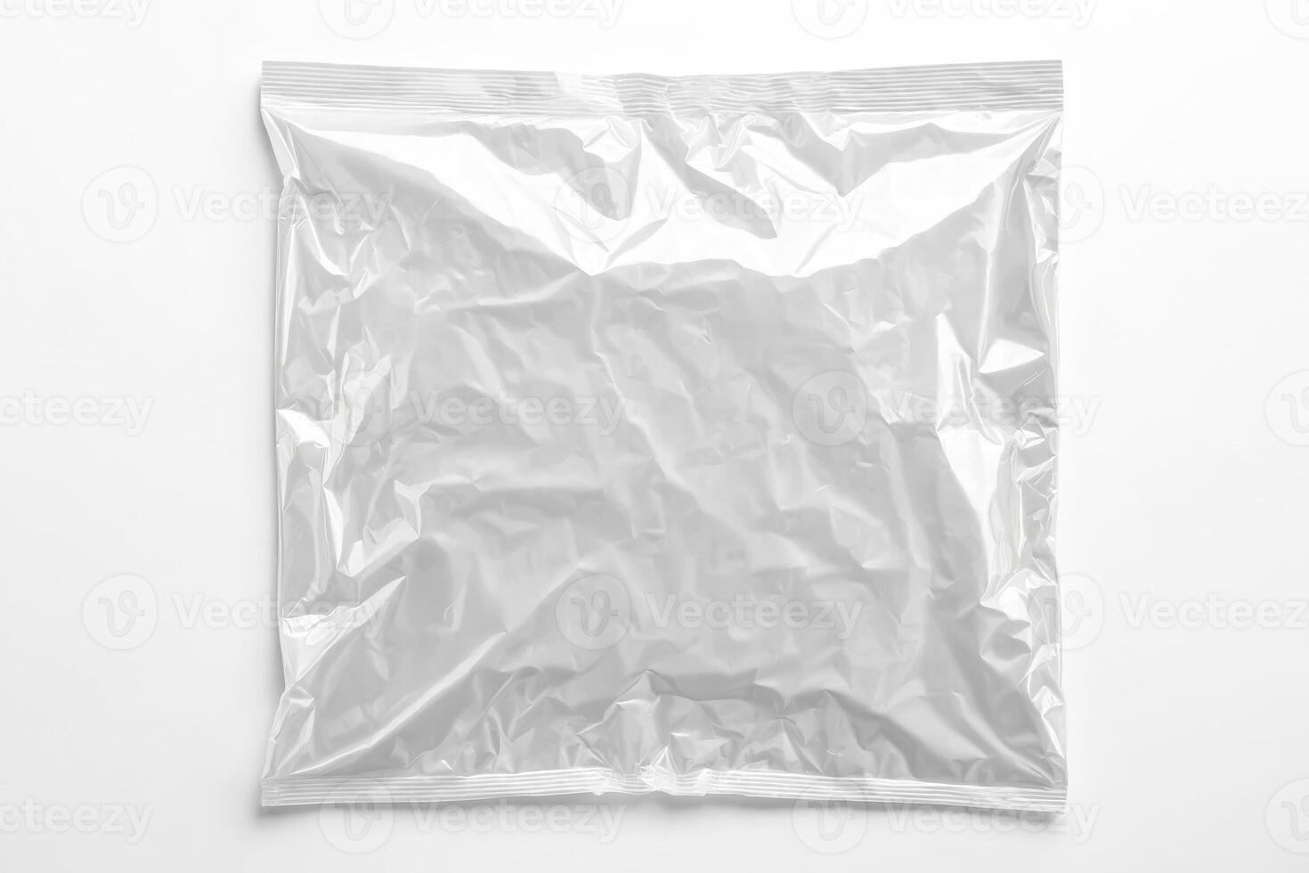 Empty Clear Plastic Bag on White Background photo