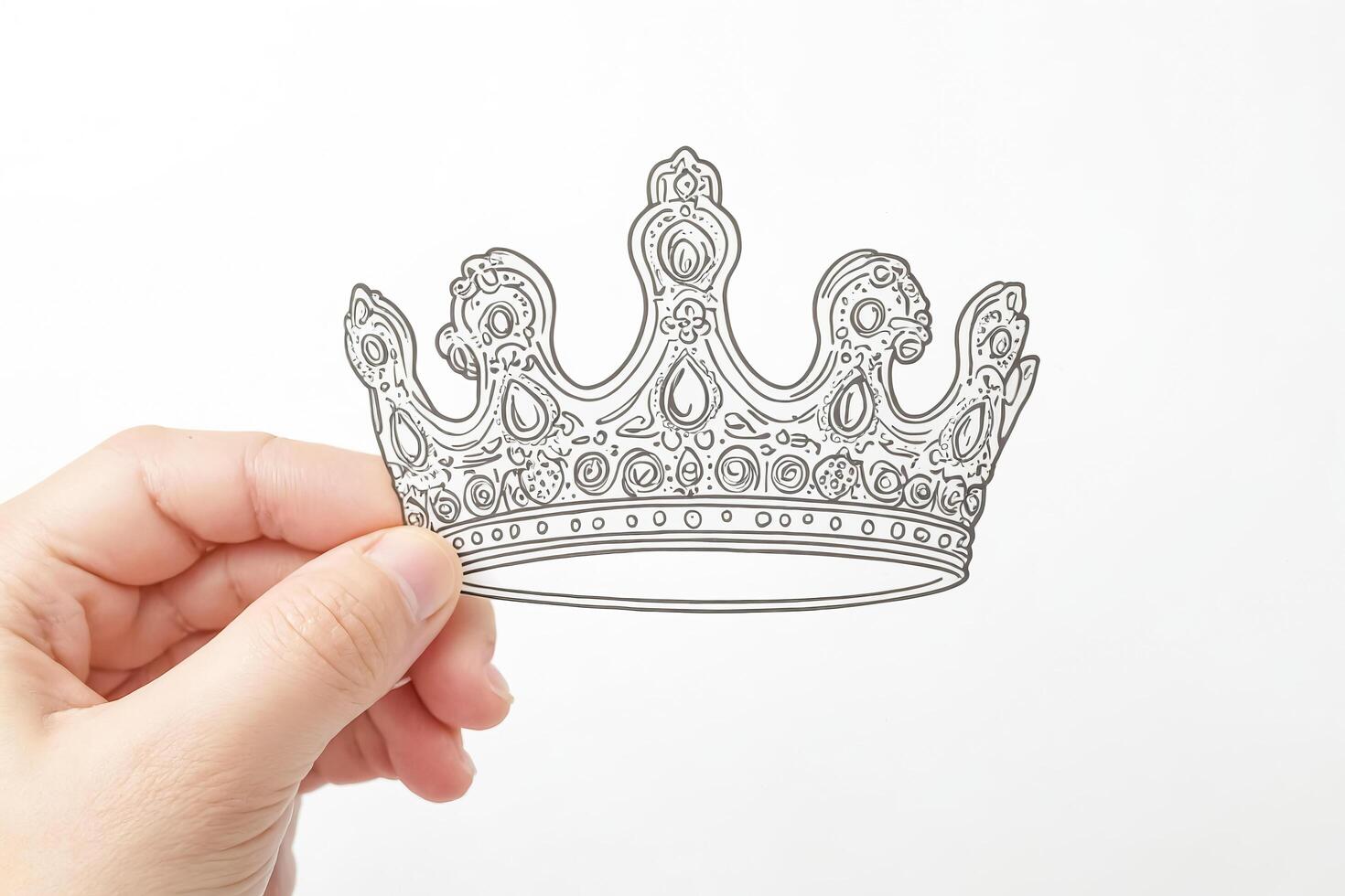 Hand Holding A Crown Outline photo