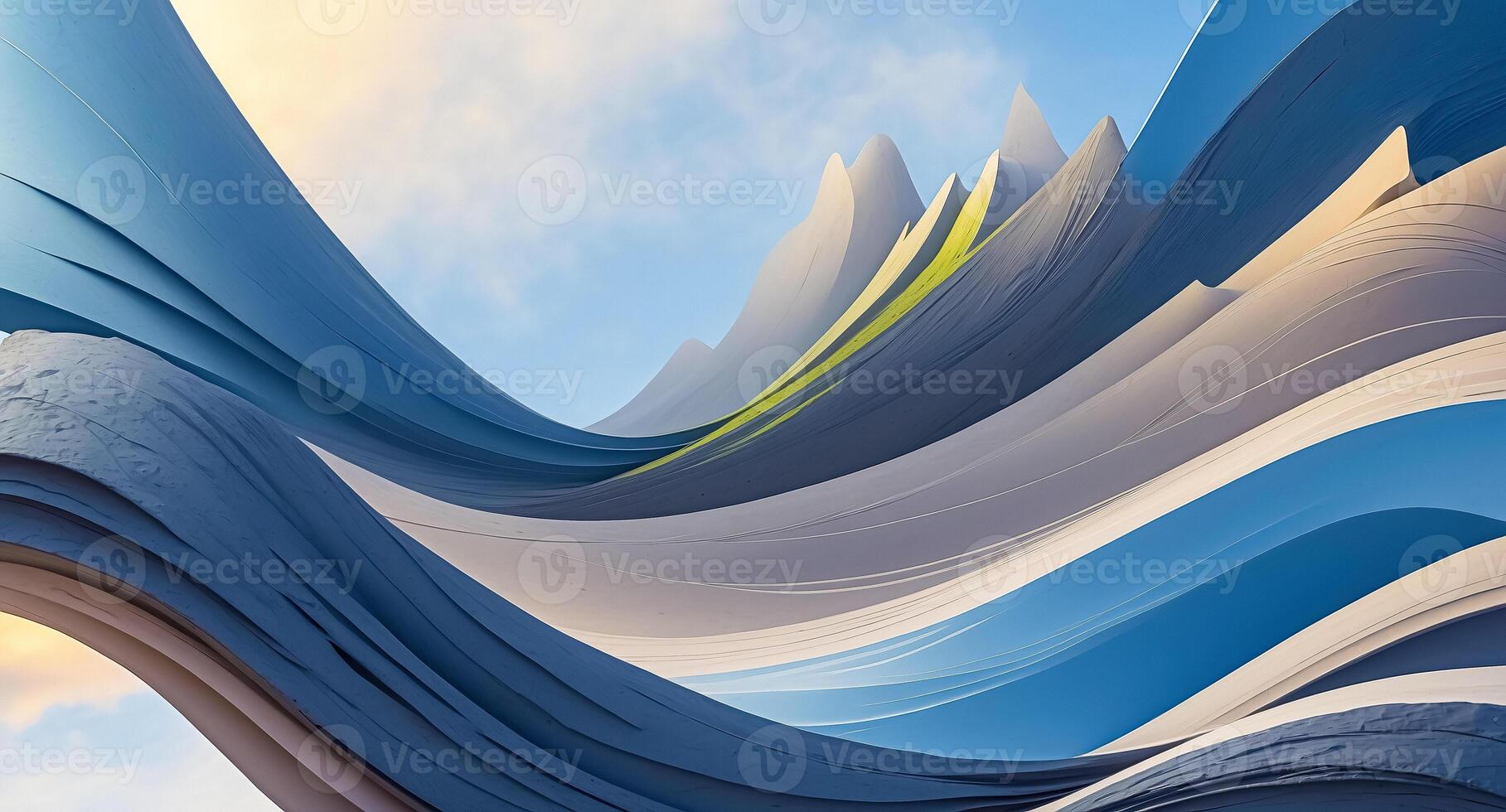 Abstract Wavy Lines and Curves in Blue and White photo