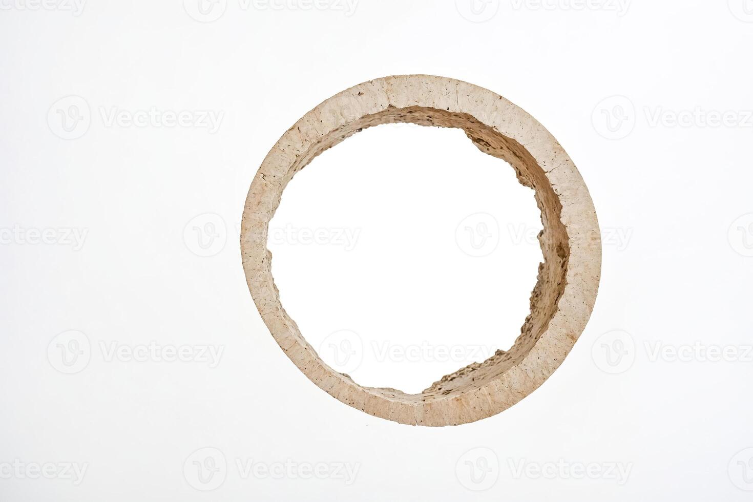 Circular Stone Window Isolated on White Background photo