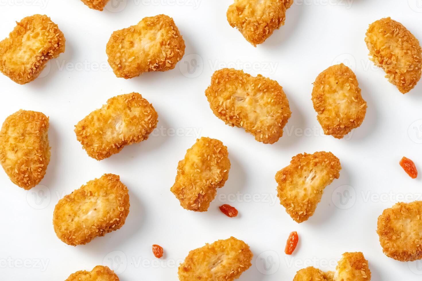 Close-up of Crispy Fried Chicken Nuggets with Sesame Seeds photo