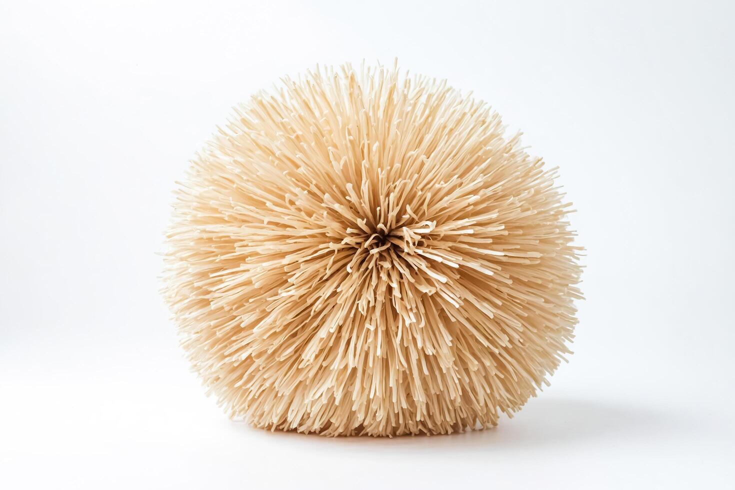 Beige Natural Fiber Ball Isolated on White Background photo